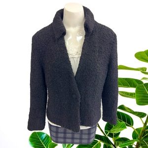 PERUVIAN LINK ALPACA COLLECTION BLACK BOUCLE KNIT CARDIGAN BLAZER JACKET SIZE S